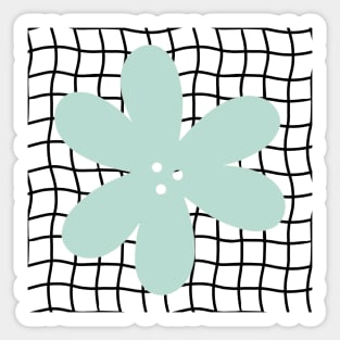 Abstract Flower on Grid - Pastel teal green Sticker